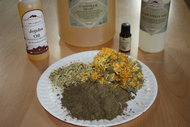 Here is my ingredients.  My herbals are a combination of a formula called Xiao Feng San which really helps with itch, calendula flowers to sooth the skin and oregon grape to fight any infection in the skin.